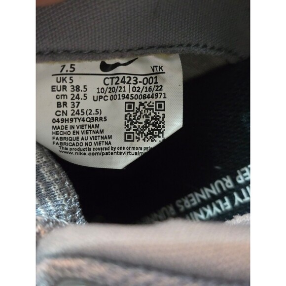 Nike React Infinity Run FK 2 CT2423-001 Particle Grey Fog New Women Sz 7.5w - Picture 7 of 7